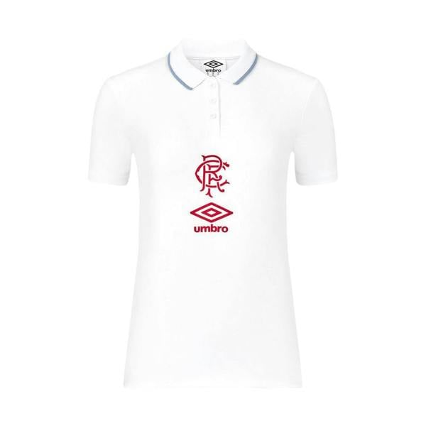 Umbro Womens Rangers Fc Short-Sleeved Travel Polo Shirt - Brilliant White/Lollipop