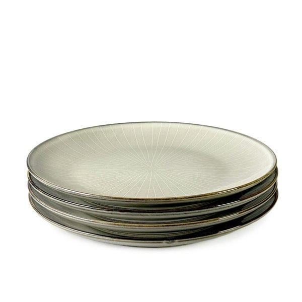 Scandi Home Set of 4 Fika Oatmeal Reactive Glaze 27cm Dinner Plates