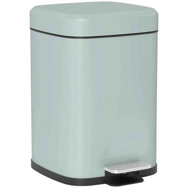 Light green 12L metal kitchen bin with domed lid and foot pedal
