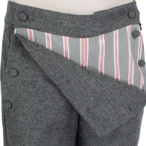 MONSE runway collection grey trousers pants with bib front and regimental stripe pattern