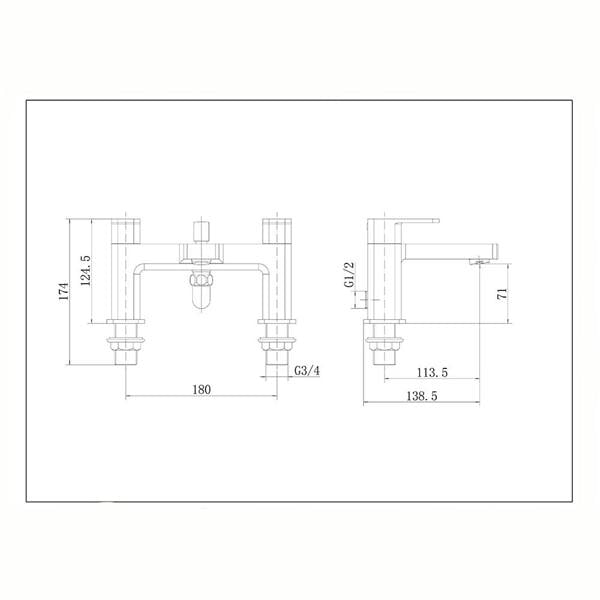Flode Glan | Bath Shower Mixer | Including Handset and Holder | Chrome