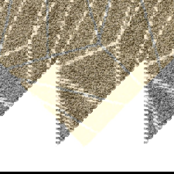 JVL Mega Mat Machine Washable Entrance Runner and Doormat Set, Brown Geo