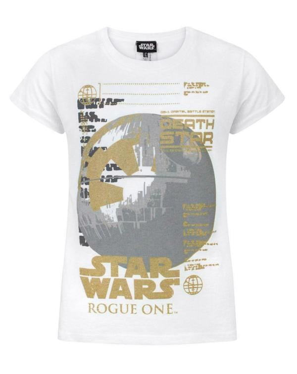 Star Wars Girls White Death Star Short Sleeved T-Shirt