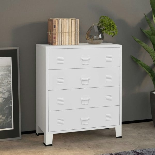 Berkfield Industrial Drawer Cabinet White 78x40x93 cm Metal