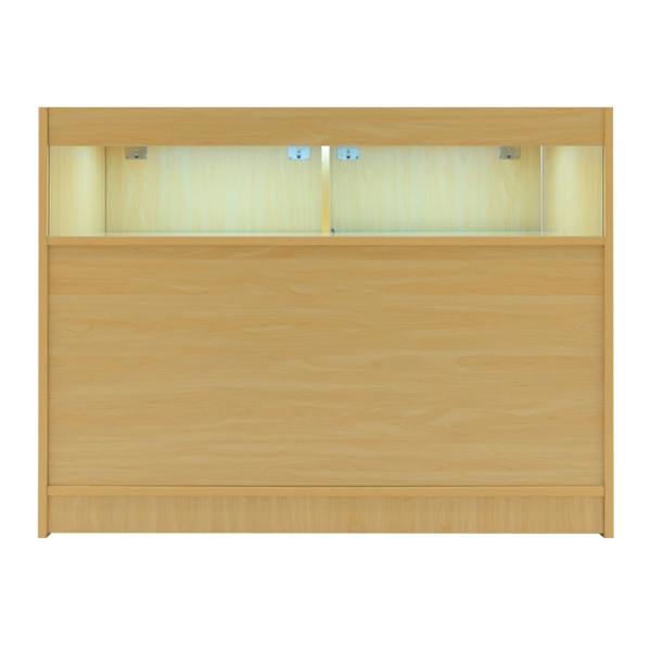 Luna LED Shop Counter Set in maple finish, featuring a sleek design with integrated lighting and smooth, textured surfaces