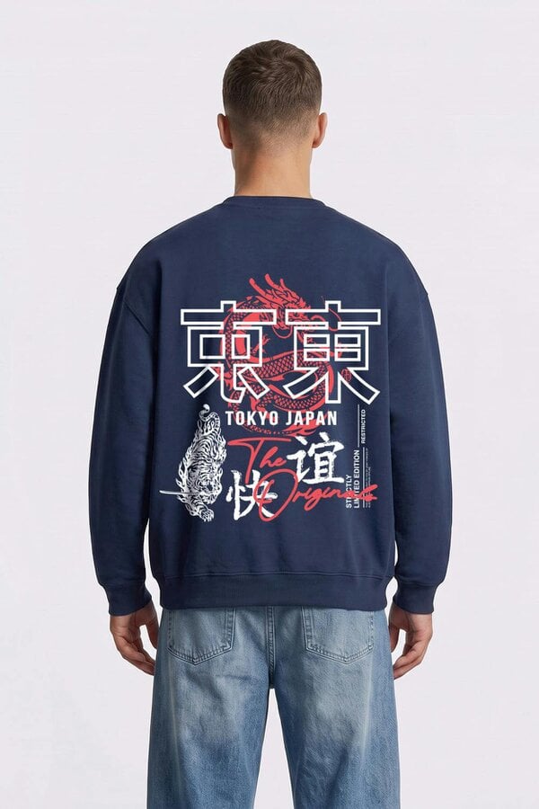 London Attitude Relaxed Fit Tokyo Dragon & Tiger Sweatshirt