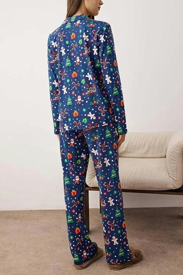 WOVCOR 2-Piece 100% Cotton Christmas Themed Knit Pajama Set