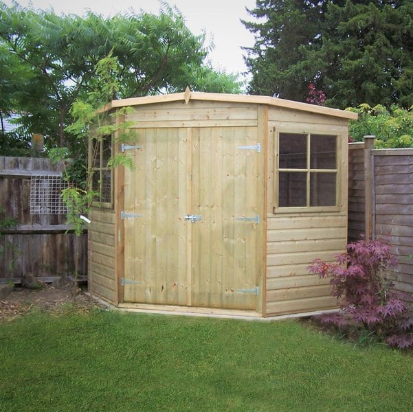 Shire Corner Shed 8x8 12mm interlock Cladding Pressure treated wooden