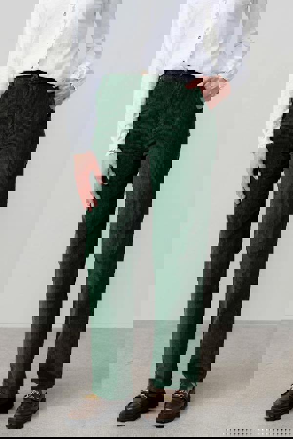 Lily & Me Strachan Stretch Cord Wide Leg Trouser Pine Green