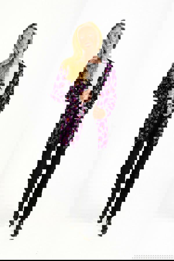 Jacquard Leopard Print Knit Cardigan