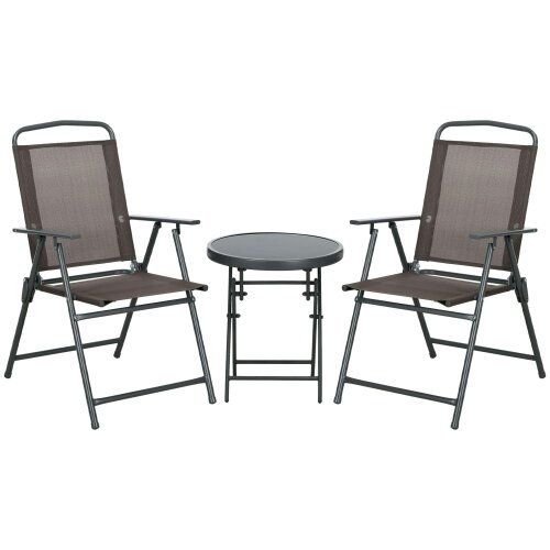 Wyld Haus Lepa Tara Glass And Metal Brown 3 Piece Garden Seating Set With Table And Chairs
