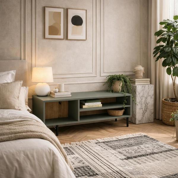 Wyld Haus Spentrup Olive Green and Natural Oak Wood Coffee Table