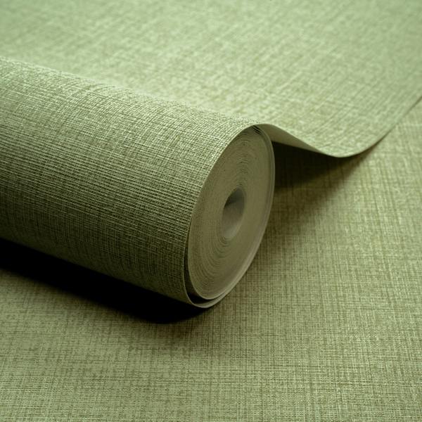 Grandeco Linen Textured Plain Wallpaper, Apple Green