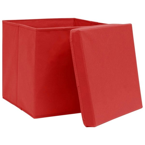 Berkfield Storage Boxes with Lids 4 pcs Red 32x32x32 cm Fabric