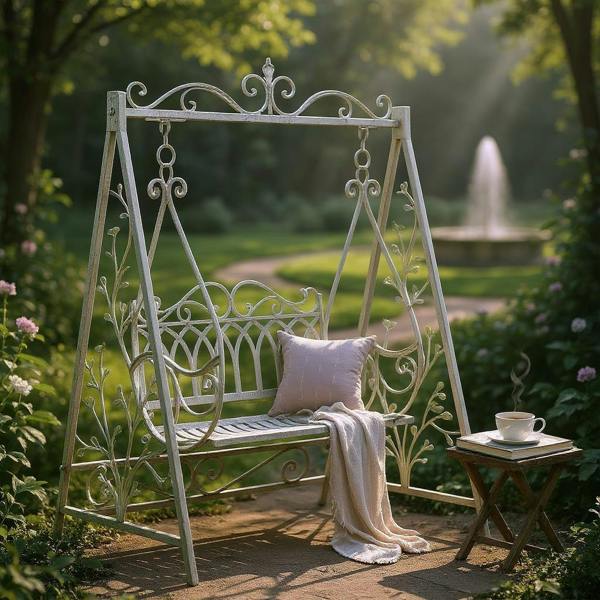 CREAM METAL SWING BENCH