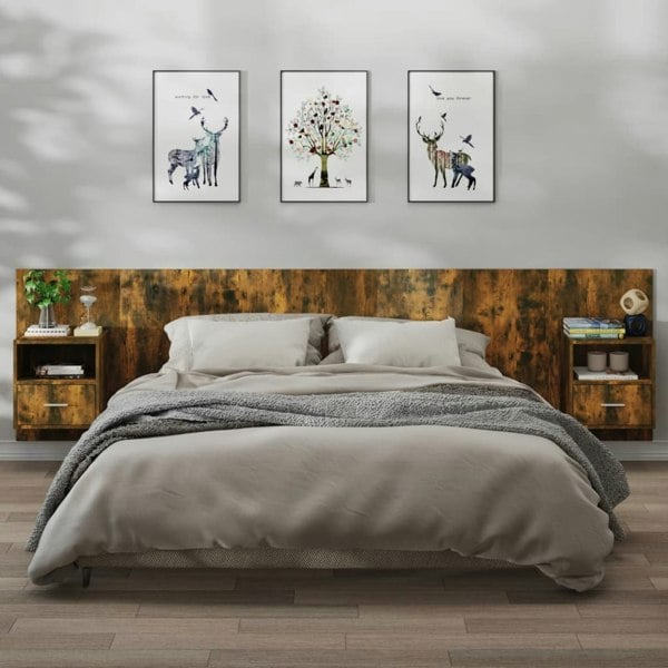 Berkfield Wall-mounted Bedside Cabinets 2 pcs Smoked Oak