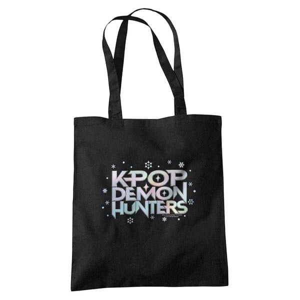 K-Pop Demon Hunters Snowflake Travel Logo Tote Bag - Black