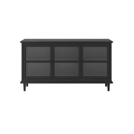 Wyld Haus Honley Black Wood 3 Glass Door Sideboard