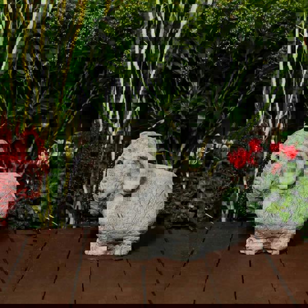 Adorable Stone Cast Elephant Planter with Carved Texture