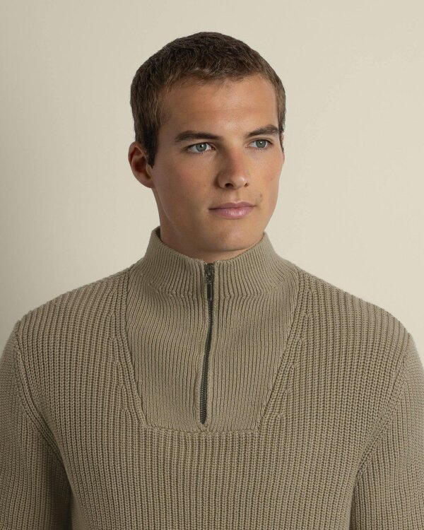 Larsson & Co Rib Panel Knitted 1/4 Zip Sweater