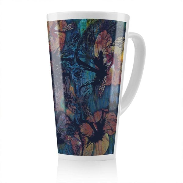 Benjamin Tate Design Grunge Flower Print Latte Mug