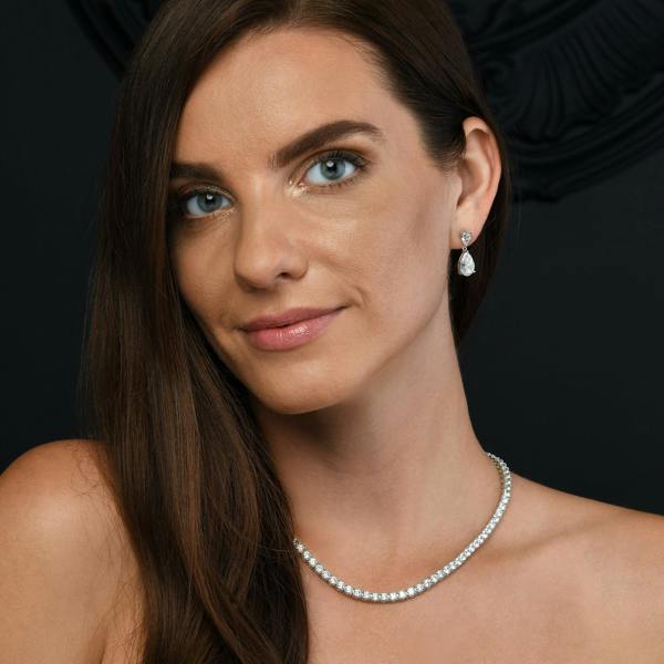 namana 925 Sterling Silver Tennis Necklace with 4mm Cubic Zirconia