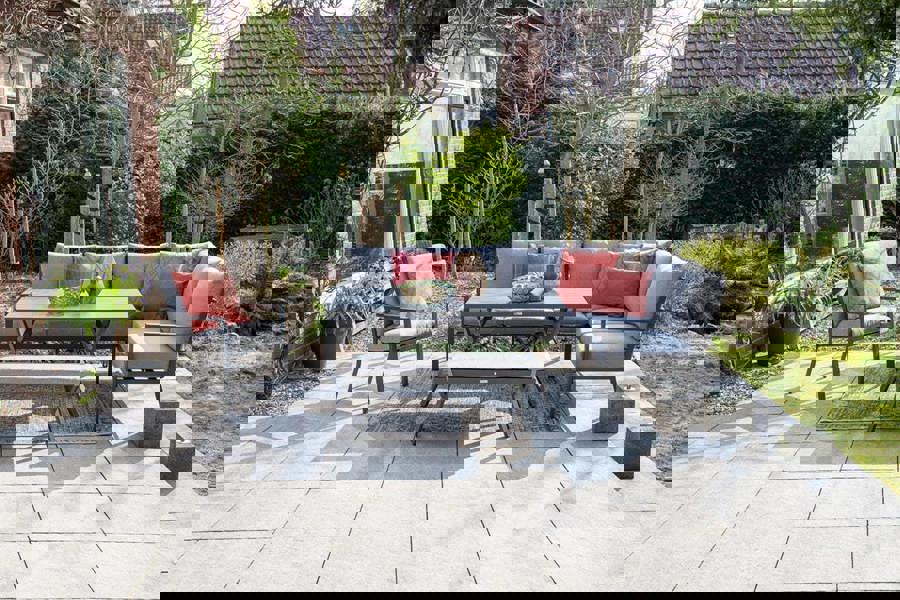 Garden Impressions Sergio - Lounge & Dining Corner Sofa, with Table, Bench and Optional Chair - Light Grey Cushions