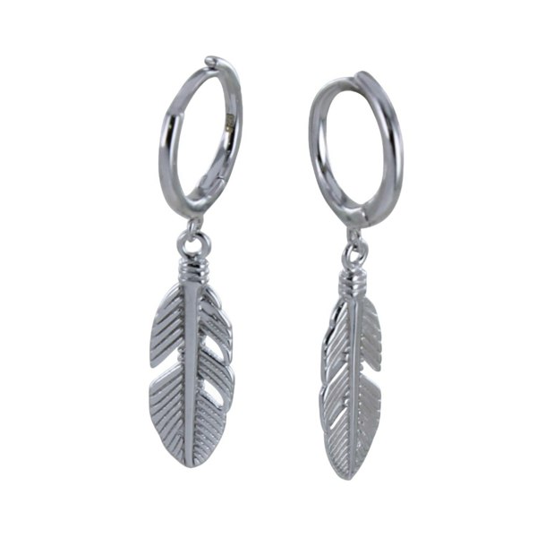 Feather Sterling Silver Sleeper Earrings - Reeves & Reeves