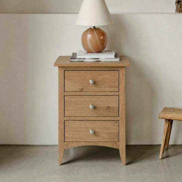 Edward Hopper Bedside Table 3 Drawer Modern Nightstand