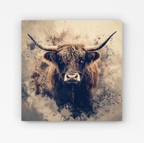 Warren Reed Moody Splashart Highland Cow Canvas