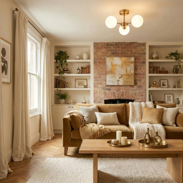 Contemporary Antique Brass Ceiling Lamp with Opal Globe Glass Shades Image 6