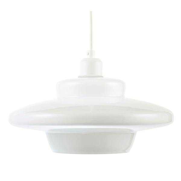 Modern UFO Disc Styled Ceiling Pendant Light Shade in Opal White Glass Image 4