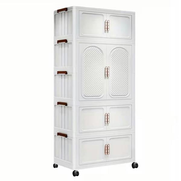 Havendro 4-Tier Foldable Stackable Plastic Shelf Clothes Storage Wardrobe Organiser Rack