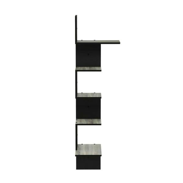 WALPLUS Rossi Modern 5-Tier Wall Floating Corner Shelf, French Oak Grey/Black perfect for organized storage and display