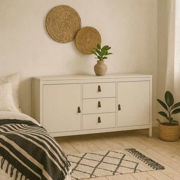 Wyld Haus Wildberry Cashmere Wooden Sideboard 2 Doors 3 Drawers