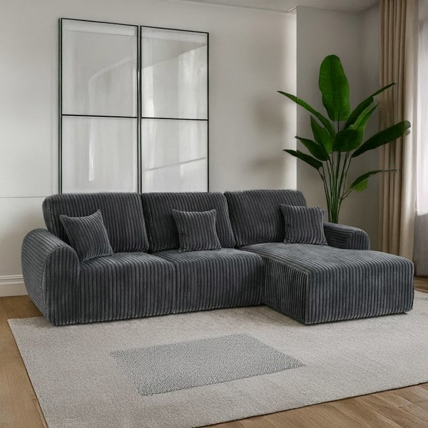Furnishings For Less Vinci Soft Chunky Jumbo Cord 4 Seater Corner Sofa