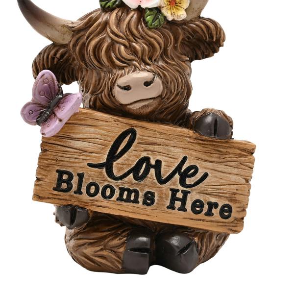Country Living Set of 3 Highland Cows With Garden Signs