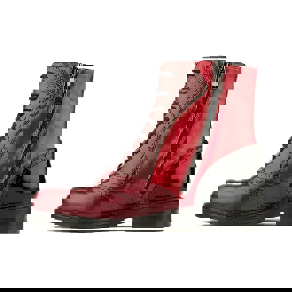 Embassy London Brick Lane Boots - Claret - Women's dark red leather oxford boot with brogue styling