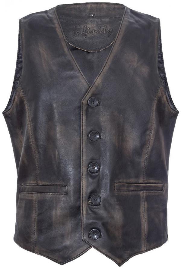Infinity Leather Mens Leather Waistcoat Formal Traditional Gilet Vest