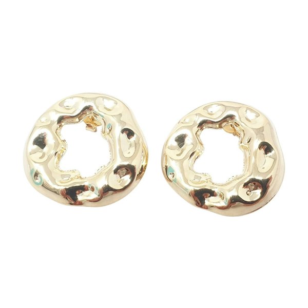 Harfi Bold Textured Doughnut Shaped Stud Gold Plated Earrings