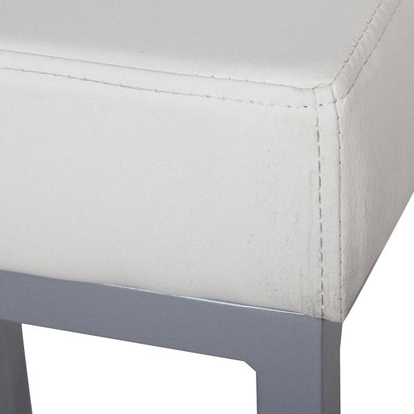 Lamboro Cube White Faux Leather Fixed Leg Kitchen & Breakfast Bar Stool