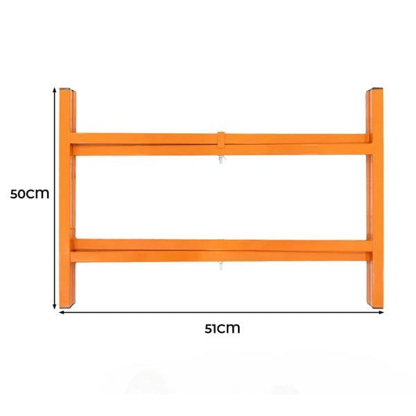 Bright orange mortar board stand measuring 500mm high, featuring a sturdy rectangular frame with horizontal support bars