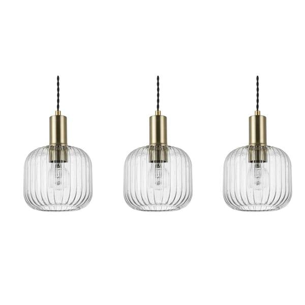 COSYLYTE Clayton 3 Light Ribbed Glass Bar Pendant Light