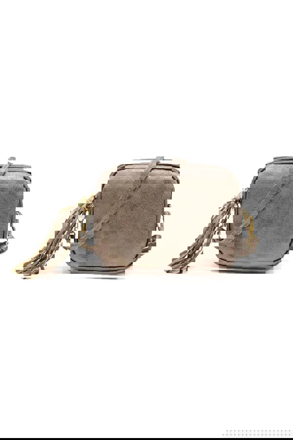 Pluspup Metallic Crossbody Bag with Zipper Closure and Tassel Detail