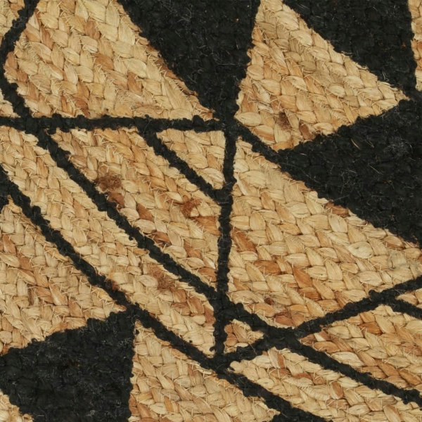 Berkfield Handmade Rug Jute with Black Print 90 cm