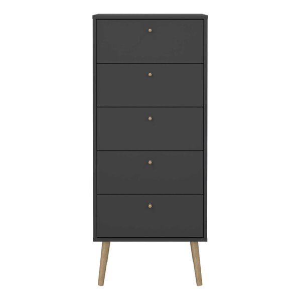 Wyld Haus Quietbloom Dark Grey Wooden Storage Chest 5 Drawers