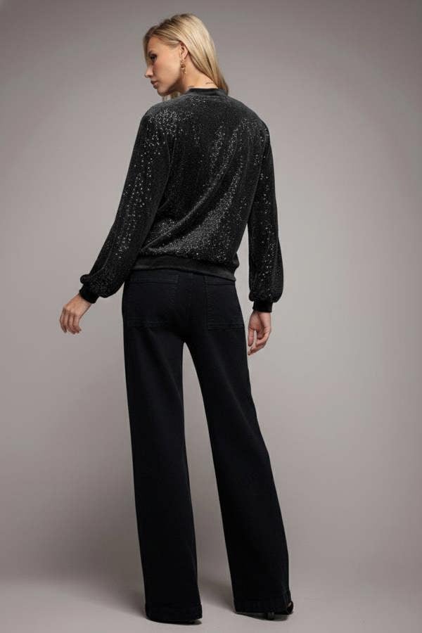 Sequin Velvet Jumper - Black T199