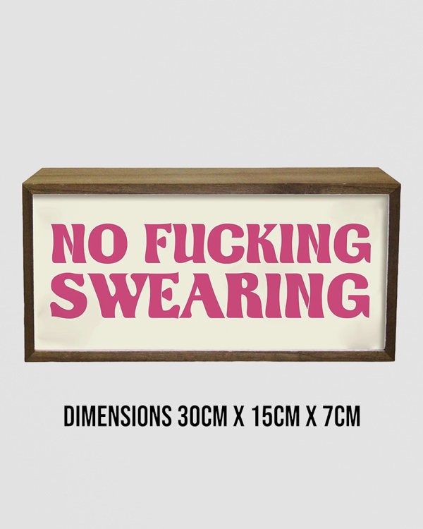 LED Light Box Sign - No Swearing Allowed (Sort Of)