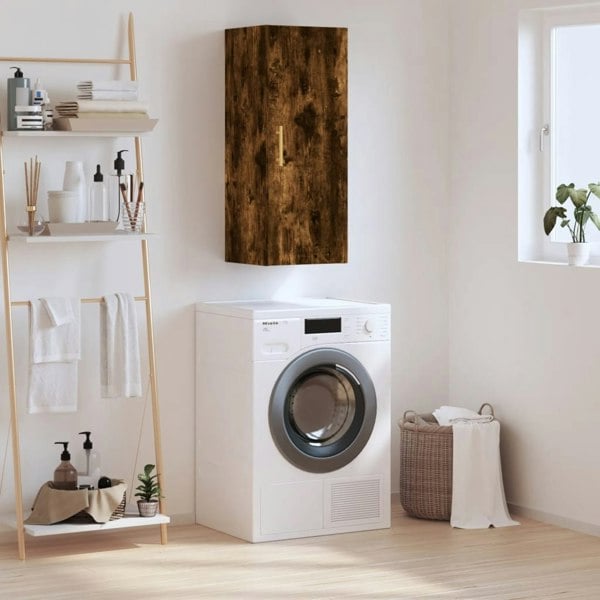 Berkfield Wall Mounted Cabinet Smoked Oak 34.5x34x90 cm
