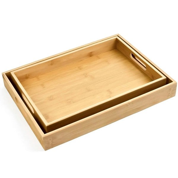 Maison des Cadeaux Bamboo 3-Piece Serving Tray Set